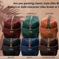 Personalized Leather Dopp Kit with Zipper Pull